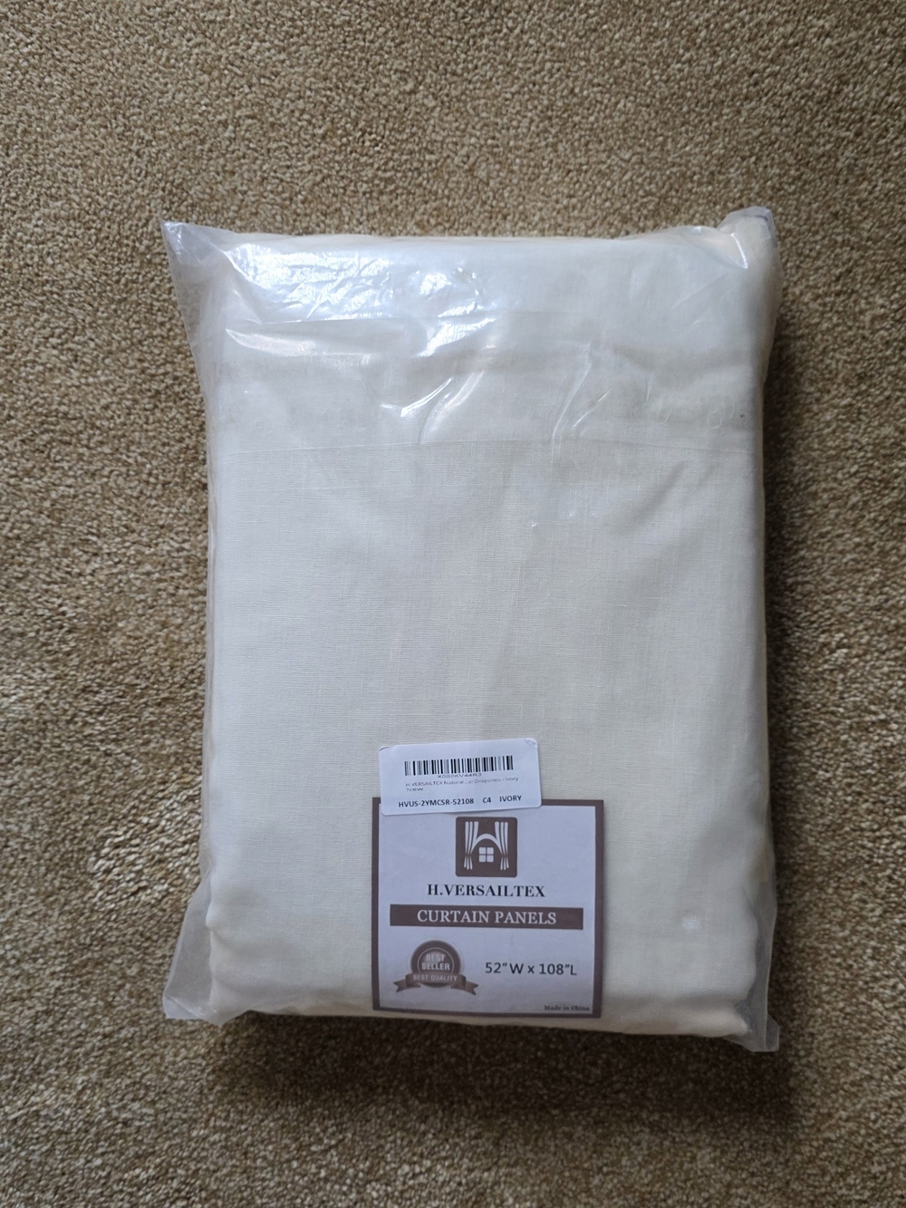 H.VERSAILTEX Ivory Curtain Panels 52x108 Set 2 Long Drapes Open Box